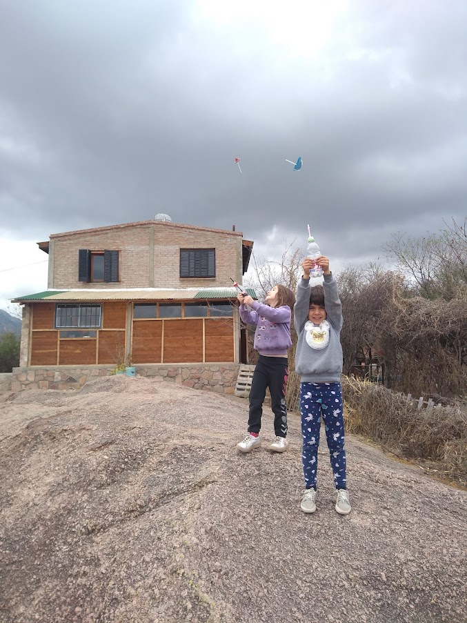 Students testing flying toys