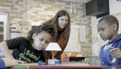 Students working on an in-class experiment