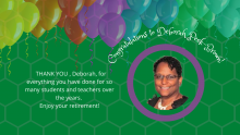 Deborah Peek-Brown photo with balloons in the background